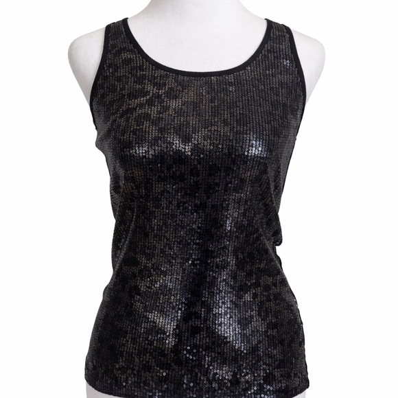 APT. 9 Black Leopard Sequin Tank Top NWT Sleeveless | Size Medium - Picture 2 of 6